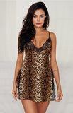 Women'S Sexy V-Neck Leopard Print Nightdress