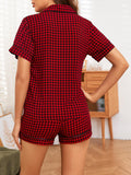 Plaid Knit Retro Sleeveless Pajama Set