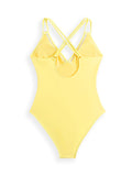 New solid color sling hollow one-piece swimsuit